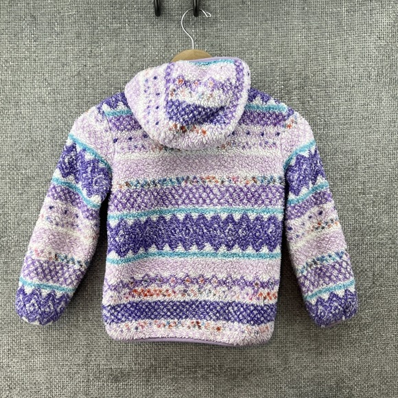 EDDIE BAUER Quest Fleece Plush Sherpa Hooded Jacket Girls Size XS (5/6) Multi‎ - Picture 2 of 14